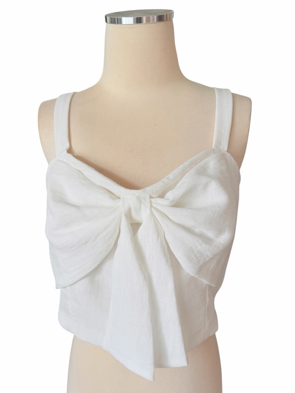 Moa Moa White Bow-Front Cropped Camisole Sz XL